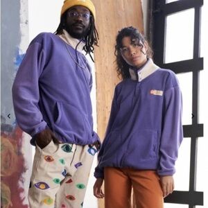 Parks Project Zion Trail Fleece Sweater Purple Cream 1/4 Snap Unisex